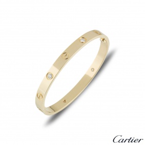 Cartier Yellow Gold Half Diamond Love Bracelet Size 17 B6035917 Cartier Yellow Gold Half Diamond Love Bracelet Size 17 B6035917